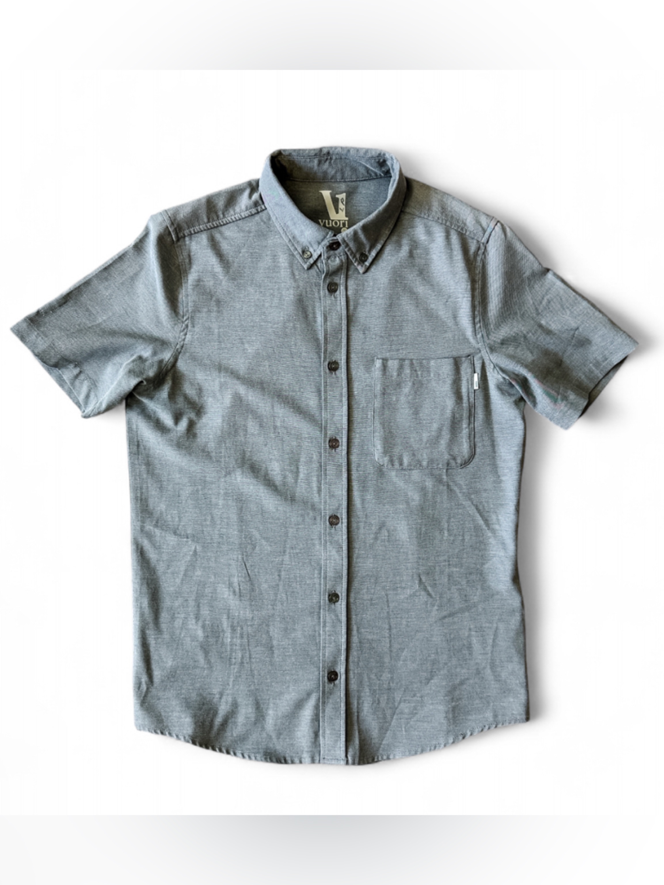 Vuori Bishop Short Sleeve Button-Down Shirt Men’s Athletic- Grey - Small